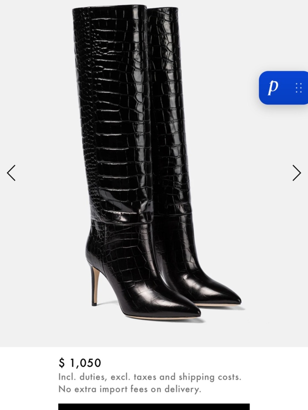 Paris Texas Black Croc-Embossed